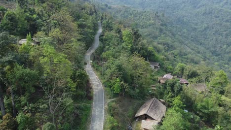 Drone-view-shot-of-landscape-or-houses-and-environment-of-people-living-in-Nagaland,-India