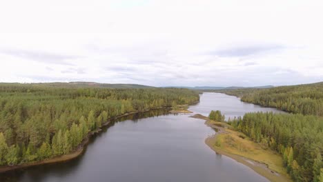 High-quality-drone-footage-of-Northern-Sweden's-autumn-landscape