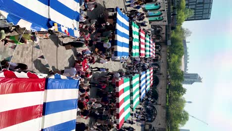 Overlooking-Colourful-Striped-Gazebos-On-Market-Stalls-At-Coal-Drops-Yard-In-Kings-Cross