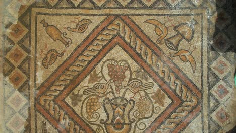 Archaeological-Discovery-of-Ancient-Roman-Mosaic-on-the-Floor-of-a-Building-Near-Via-Egnatia-by-Lake-Lin,-Pogradec