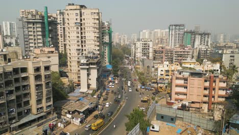 Mumbai-City-buildings,-drone-FPV-shot,-India-architecture,-Mumbai-Skyline-flythrough