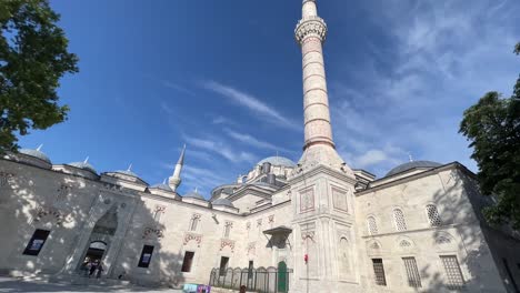 Building-in-Istanbul,-Turkey-in-the-summer-with-blue-sky-during-golden-hour