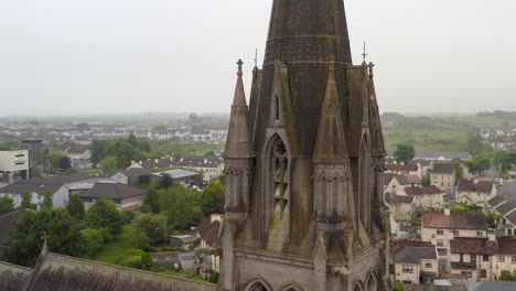 Saint-Michael's-Church-in-Ballinasloe-Galway-dolly-and-orbit-to-edge-of-old-bell-tower