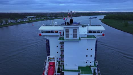 Cargo-Ship-Loaded-With-Intermodal-Containers-Sailing-On-River-In-Barendrecht,-Netherlands