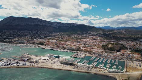 Panoramic-top-view-of-Denia-city-and-port-area