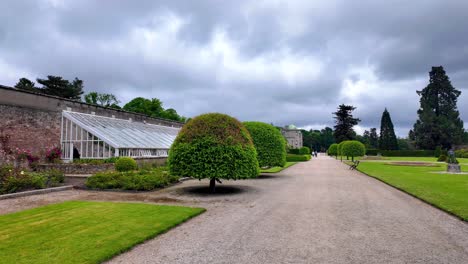 Manicured-garden-and-glasshouses-in-Powerscourt-Gardens-in-Wicklow-Ireland-Epic-locations