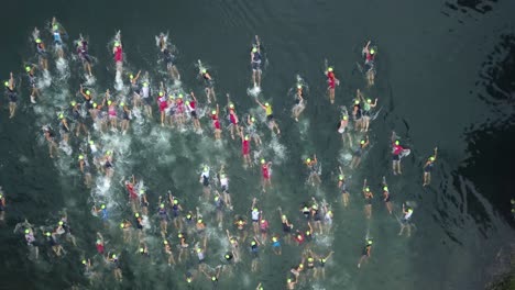 Schwimmer-Wühlen-Den-See-Aus-Einer-Draufsicht