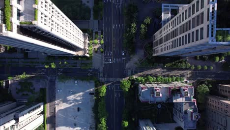 Straight-down-view-of-city-streets-in-Taipei-Taiwan---early-morning