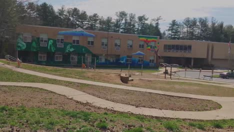 Driving-by-an-empty-school-yard-closed-due-to-coronavirus-COVID-19-outbreak