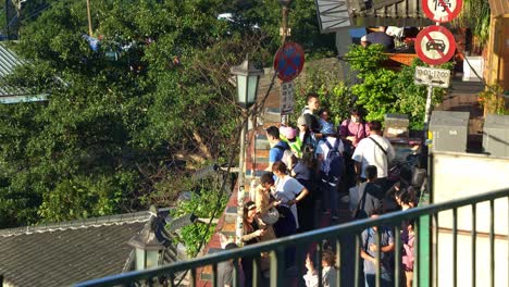 Crowds-gather-at-the-viewing-platform-of-Jiufen-Old-Street,-a-popular-tourist-destination-in-Taiwan