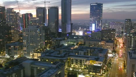 Innenstadt-Von-Los-Angeles-|-Skyline-Der-Stadt-|-Stunden-Des-Sonnenuntergangs-|-Vorbeiflug-Aus-Der-Luft-|-Atemberaubendes-Tageslicht