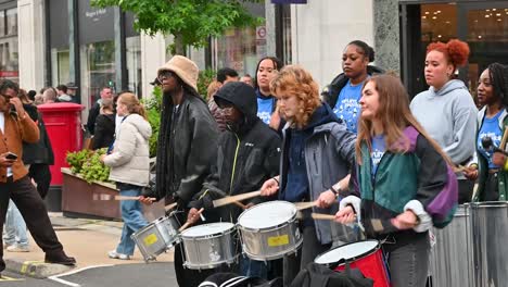 Drum-Works-Playing-Before-The-UEFA-Champions-League-Final-in-Wembley,-London,-United-Kingdom