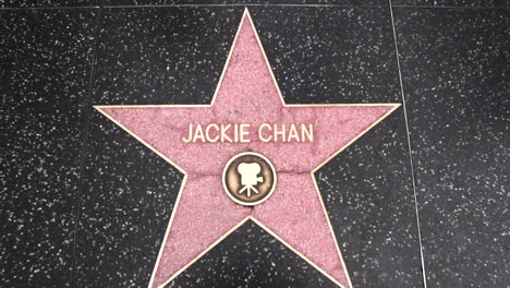 Jackie-Chan-Star-on-Hollywood-Walk-of-Fame,-Close-Up,-Los-Angeles-USA
