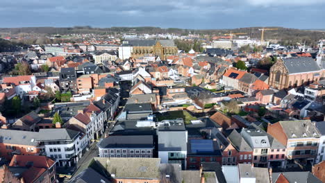 Diest-City,-Belgium,-Aerial-Establishing---Sunny-Day