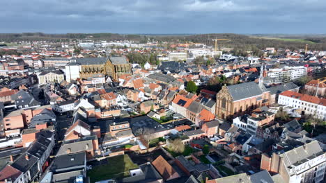 Diest-City-Aerial-Pullback---Sunny-Day