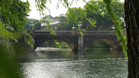 Beautiful-cinematic-view-out-on-Tokyo-Imperial-Palace-moat