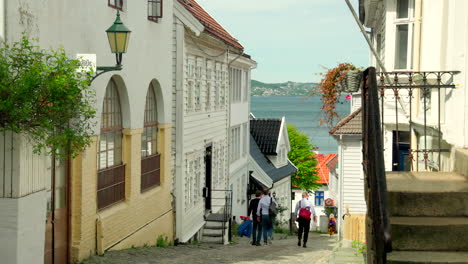 El-Hermoso-Callejón-De-Skuteviksveien-En-Bergen,-Noruega