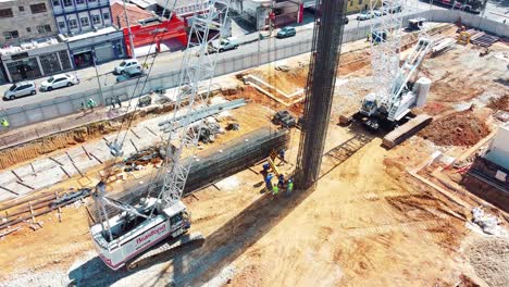 Diaphragm-wall-reinforcement-cage-being-lifted-before-concreting-for-subway-construction