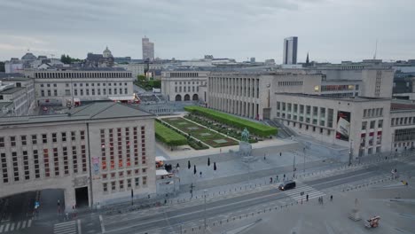 Aerial-View-of-Mont-des-Arts,-Brussels,-Belgium