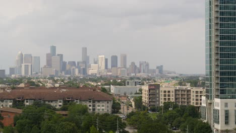 Drone-view-of-downtown-Houston-from-Hermann-Park-area