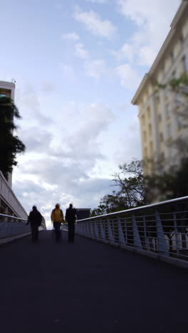 Pedestrian-walking-on-footbridge