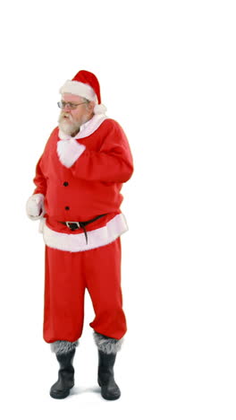 Santa-claus-dancing-against-white-background