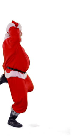 Santa-claus-dancing-against-white-background