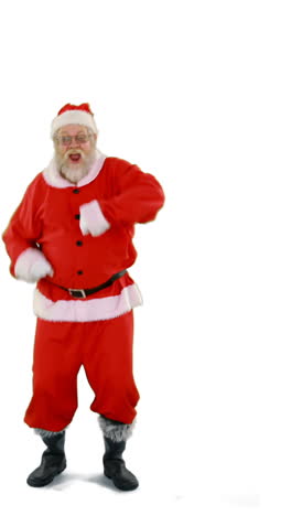 Santa-claus-dancing-against-white-background