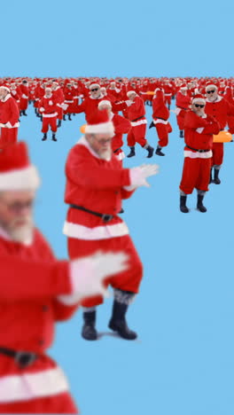 Group-of-santa-claus-dancing-and-performing-various-activity