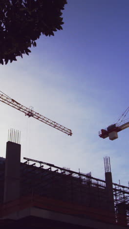 Time-lapse-of-crane-and-building-construction-site