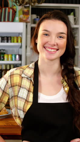 Portrait-of-smiling-waitress-standing-with-hands-on-hips