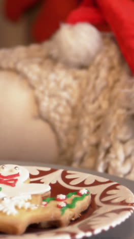 Santa-hat-and-gingerbread-with-milk-in-living-room