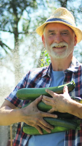 Portrait-of-senior-man-holding-vegetables