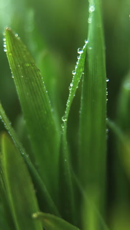 Close-up-of-water-droplets-on-tall-grass