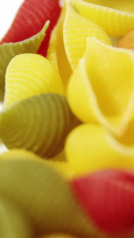 Colorful-pasta-on-white-background