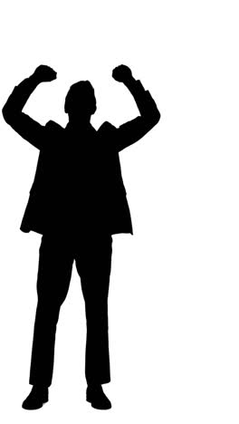 Silhouette-of-businessman-celebrating-victory