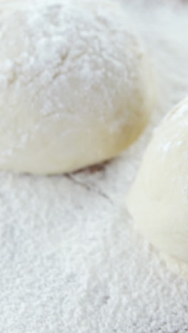 Pizza-dough-and-flour-on-plate