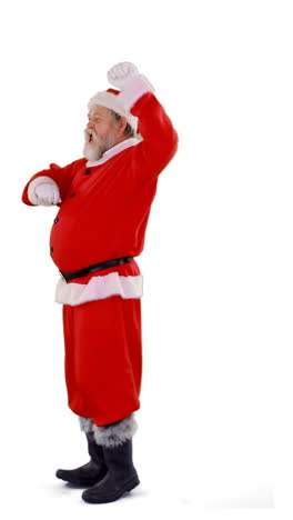 Santa-claus-dancing-against-white-background