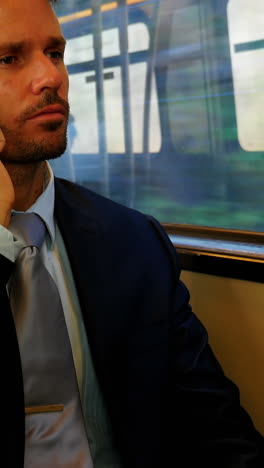 Businessman-talking-on-the-mobile-phone-while-travelling