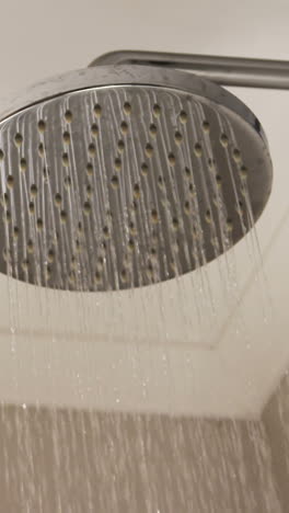 Close-up-of-shower-head-with-flowing-water