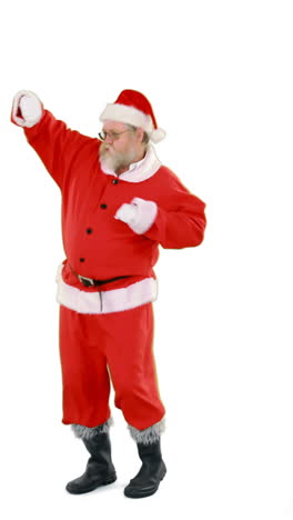 Santa-claus-dancing-against-white-background