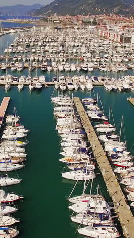 Aerial-of-boats-moored-at-harbor