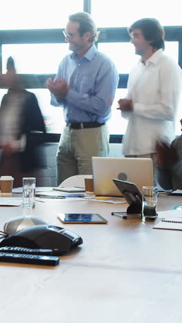 Time-lapse-of-business-executives-during-a-meeting-in-conference-room