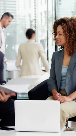 Time-lapse-of-businessman-and-businesswoman-interacting-with-each-other