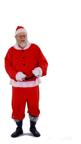 Santa-claus-dancing-against-white-background