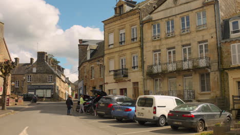 Pan-shot-of-historic-city-Clécy,-France