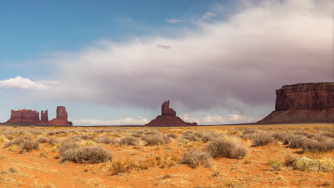 West-Mitten-Butte,-East-Mitten-Butte,-and-Merrick-Butte-At-Monument-Valley-In-Arizona,-USA