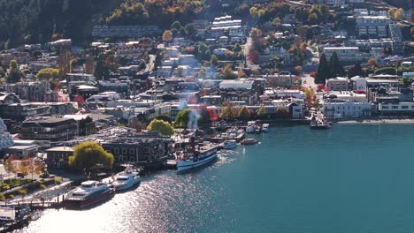 Touristenattraktion-Des-Dampfschiffs-TSS-Earnslaw-Und-Wunderschönes-Reiseziel-Queenstown,-Neuseeland