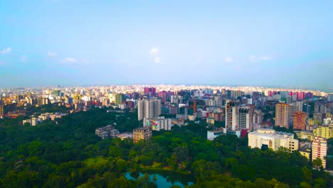 Aerial-Panoramic-of-Dhaka-City-and-Ramna-Park,-Bangladesh