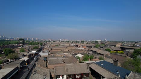 Ciudad-Antigua-De-Pingyao-En-Un-Pedestal-Aéreo-En-Plano